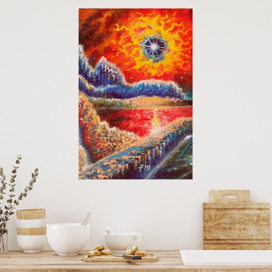 Sci Fi Landschapsschildering Poster (Keuken)