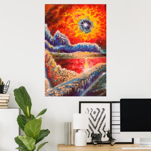 Sci Fi Landschapsschildering Poster (Thuiskantoor)