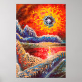 Sci Fi Landschapsschildering Poster (Voorkant)