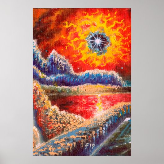 Sci Fi Landschapsschildering Poster (Voorkant)