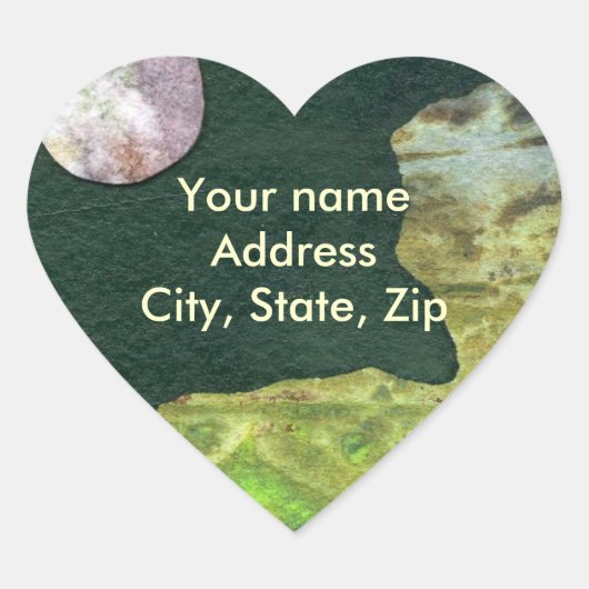 Sci-Fi lavender moon over een groene buitenaardse  Hart Sticker (Voorkant)