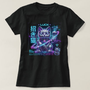 Sci-Fi Lucky Cat Maneki Neko Kosmisch Charme Grafi T-shirt