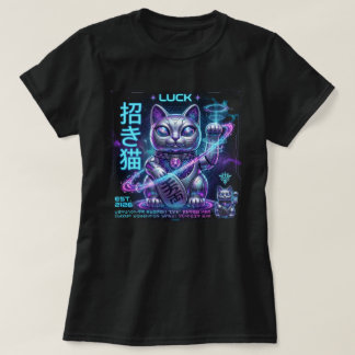 Sci-Fi Lucky Cat Maneki Neko Kosmisch Charme Grafi T-shirt