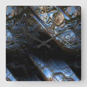 Sci-Fi Metal Art 2-1-klok Vierkante Klok