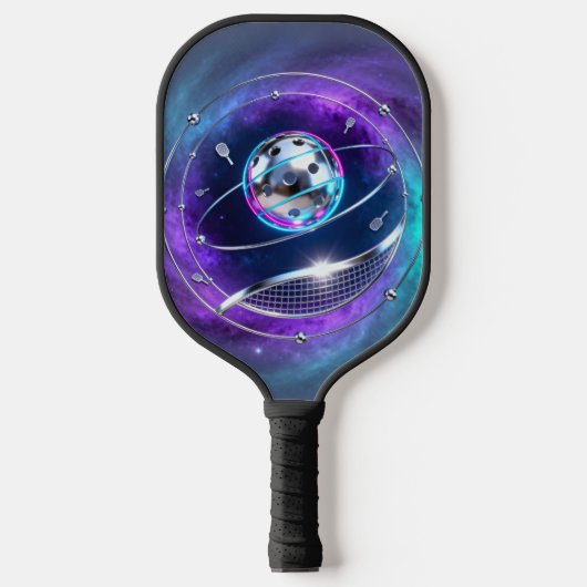 Sci-Fi Metallic Pickleball Core – Galaxy Orbit Pad Paddle (Voorkant)