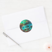Sci Fi Ondertekende kopie met URL-Stickers Ronde Sticker (Envelop)