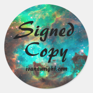 Sci Fi Ondertekende kopie met URL-Stickers Ronde Sticker