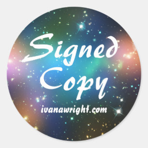 Sci Fi Ondertekende kopie met URL-Stickers Ronde Sticker