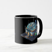 Sci-Fi Onderzoekslab Zwart Combo Mok (Voorkant rechts)