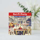 Sci-fi Party Theme Invitations Robot Space Travel Kaart (Staand voorkant)
