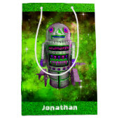 Sci Fi robotarrobot groene melkwegstelsel - aangep Medium Cadeauzakje (Voorkant)