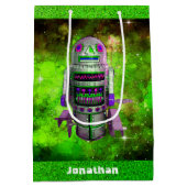 Sci Fi robotarrobot groene melkwegstelsel - aangep Medium Cadeauzakje (Achterkant)
