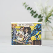 sci-Fi robots Goudpag paneel Briefkaart (Staand voorkant)