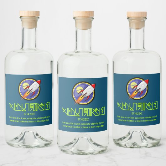 Sci Fi Rocket Ship Likeurfles Etiket (Flessen)