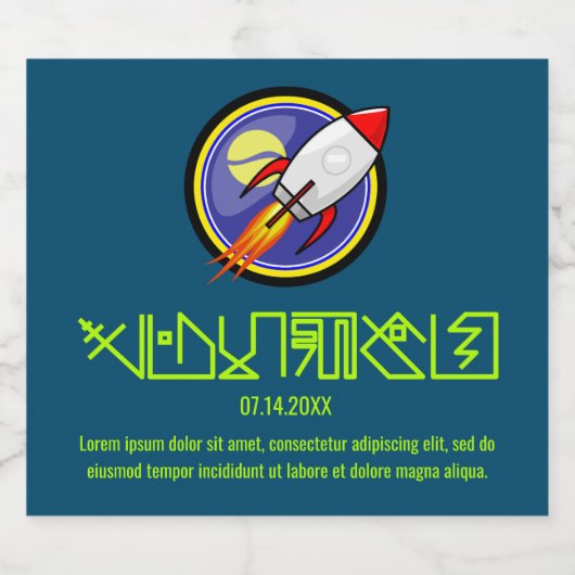 Sci Fi Rocket Ship Likeurfles Etiket (Enkel label)