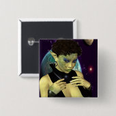 Sci-Fi-ruimtemodel Vierkante Button 5,1 Cm (Voorkant /achterkant)