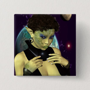 Sci-Fi-ruimtemodel Vierkante Button 5,1 Cm
