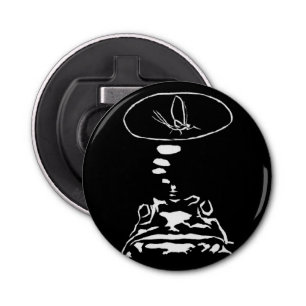 Sci-Fi smart animals "Hungry Frog Dreams" Button Flesopener