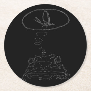 Sci-Fi smart animals "Hungry Frog Dreams" Ronde Kartonnen Onderzetter