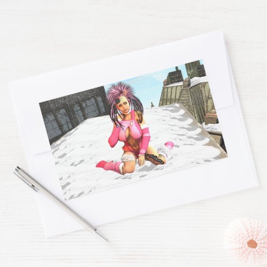 Sci Fi Snow Punk Rechthoekige Sticker (Envelop)