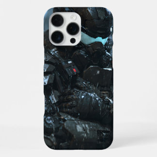 Sci-Fi soldaat harnas nacht regen donker concept iPhone 16 Pro Max Hoesje