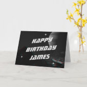 Sci-Fi Space 3D Anaglyph Verjaardag Kaart (Gele Bloem)