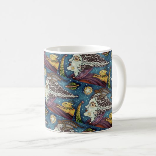 SCI FI SPACE HEKS & KOMEET KAT KLEURRIJKE HALLOWEE KOFFIEMOK (Voorkant rechts)