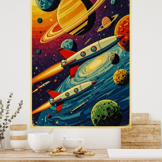 Sci-Fi Space Poster – Cosmic Adventure Des (Keuken)
