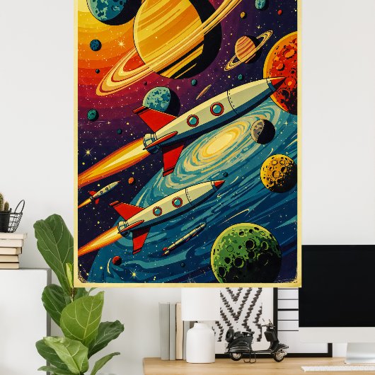  Sci-Fi Space Poster – Cosmic Adventure Des (Thuiskantoor)