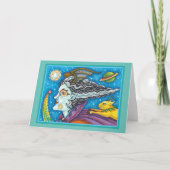 Sci Fi SPACE WITCH & COMET CAT HALLOWEEN Blank Kaart (Voorkant)