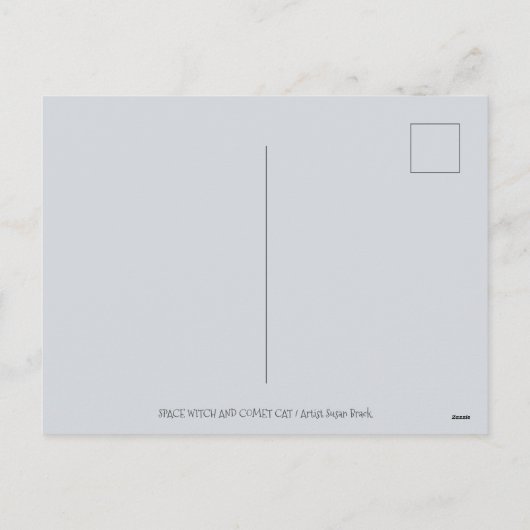 Sci Fi SPACE WITCH & KOMEET CAT BLK/WHITE HALLOWEE Feestdagenkaart (Achterkant)