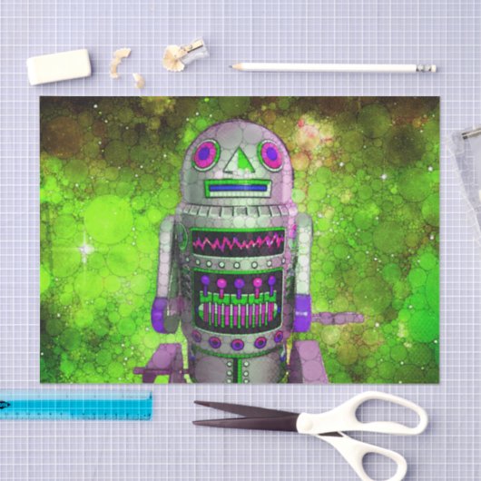 Sci Fi speelgoed Robot Green Galaxy Verjaardag Ret Tissuepapier (Craft)