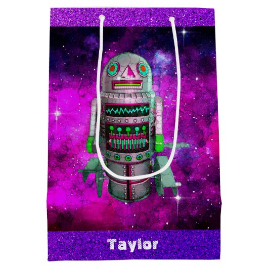 Sci Fi speelgoed Robot paarse Galaxy aangepaste na Medium Cadeauzakje (Achterkant)