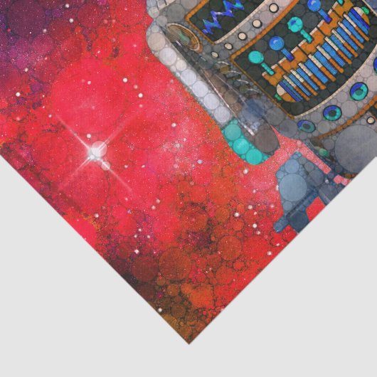 Sci Fi speelgoed Robot Red Galaxy Cool Retro Verja Tissuepapier (Detail)