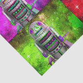 Sci Fi speelgoed robot rood paarse blauw groen ste Tissuepapier (Detail)
