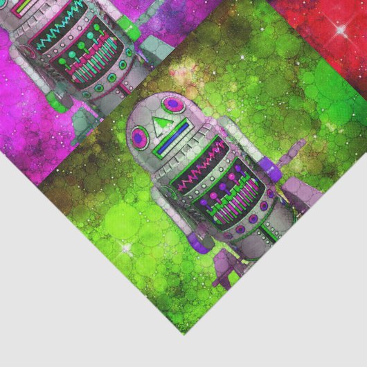 Sci Fi speelgoed robot rood paarse blauw groen ste Tissuepapier (Detail)