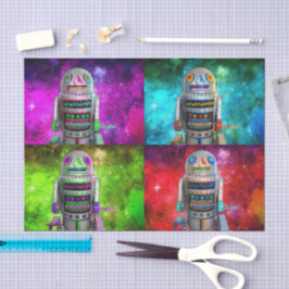 Sci Fi speelgoed robot rood paarse blauw groen ste Tissuepapier