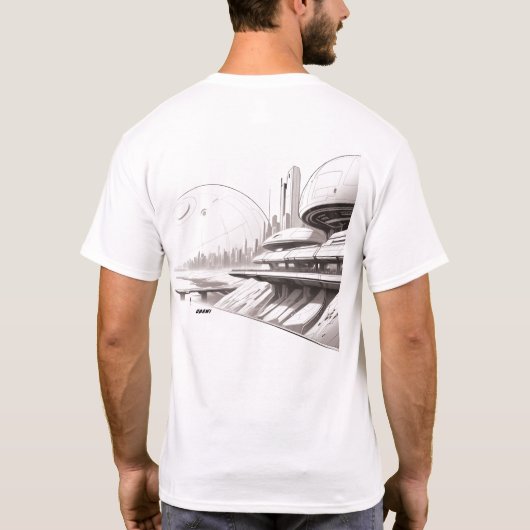 Sci-Fi T-shirt dat het universum doorkruist 01 uur (Achterkant)