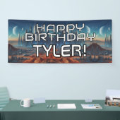 Sci-Fi thema HAPPY BIRTHDAY met naam Spandoek (Beurs)