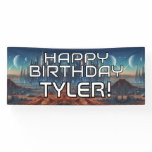  Sci-Fi thema HAPPY BIRTHDAY met naam