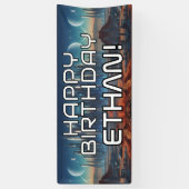  Sci-Fi thema HAPPY BIRTHDAY met naam Spandoek (Verticaal)