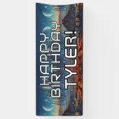 Sci-Fi themaHAPPY BIRTHDAY met naam Spandoek (Verticaal)
