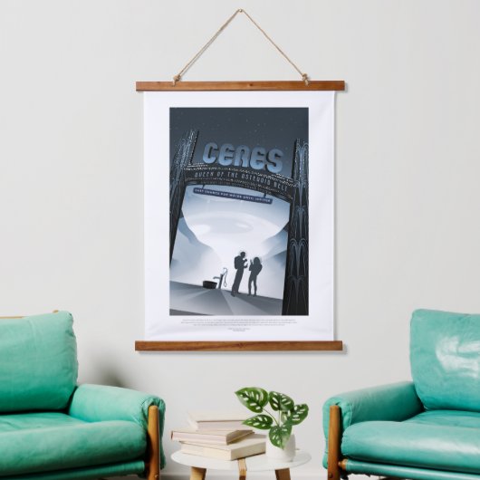 Sci-Fi Travel Ad, Dwergplaneet Ceres Hangend Wandkleed (Woonkamer)