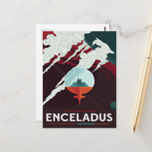 Sci-Fi Travel Ad, Moon Enceladus Briefkaart