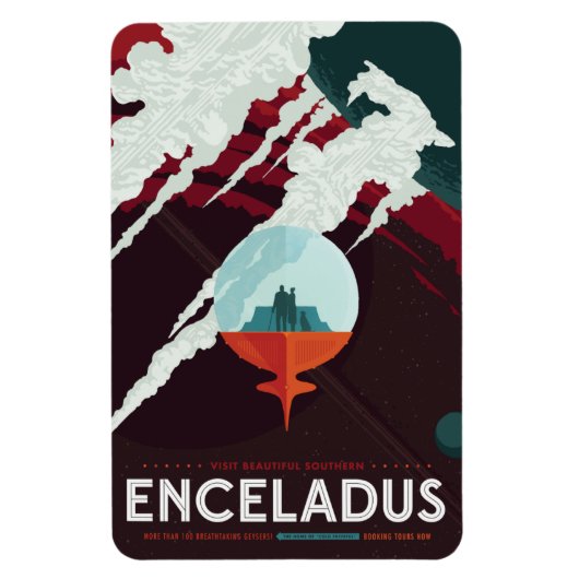 Sci-Fi Travel Ad, Moon Enceladus Magneet (Verticaal)