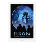 Sci-Fi Travel Ad, Moon Europa Foto Afdruk (Voorkant)