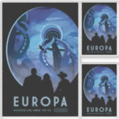 Sci-Fi Travel Ad, Moon Europa Sticker (Voorkant)