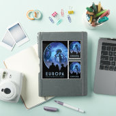 Sci-Fi Travel Ad, Moon Europa Sticker (iPad Cover)