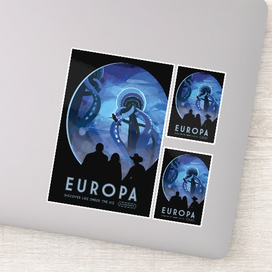 Sci-Fi Travel Ad, Moon Europa Sticker (Detail)