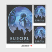 Sci-Fi Travel Ad, Moon Europa Sticker (Vel)